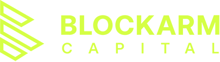 Logo of Blockarm Capital in yellow.